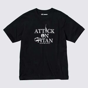 Uniqlo Attack on Titan T-Shirt Mens L Black Graphic Anime Tee Manga Crunchyroll